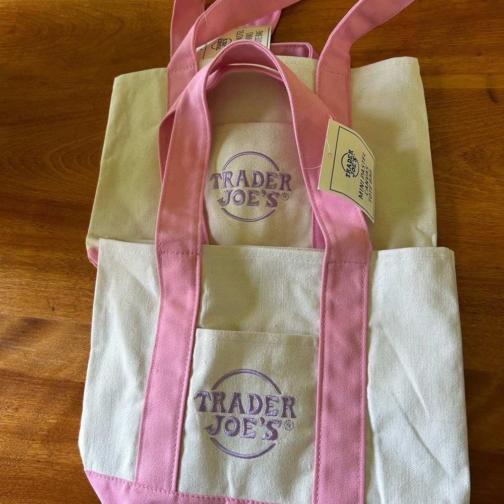 Pink and purple Trader Joe’s Mini Pastel Canvas Tote Bag - Set of 2